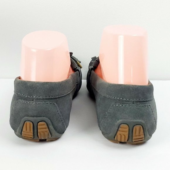 Lands End Women's Moccasin Gray Suede Fringe Slip On Loafers Size 6.5B EUC - Picture 5 of 8